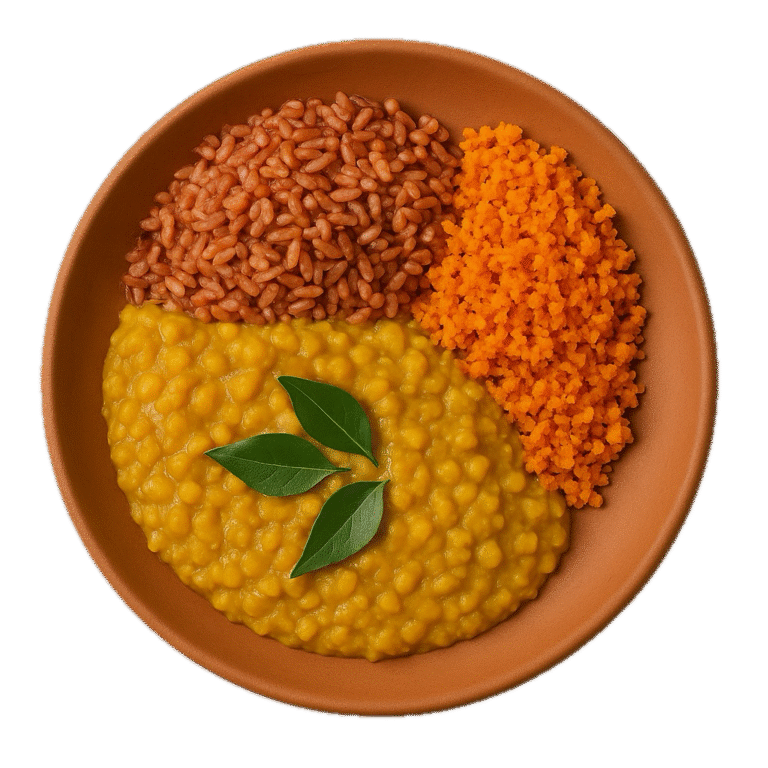 Parippu Curry with Red Rice & Pol Sambol